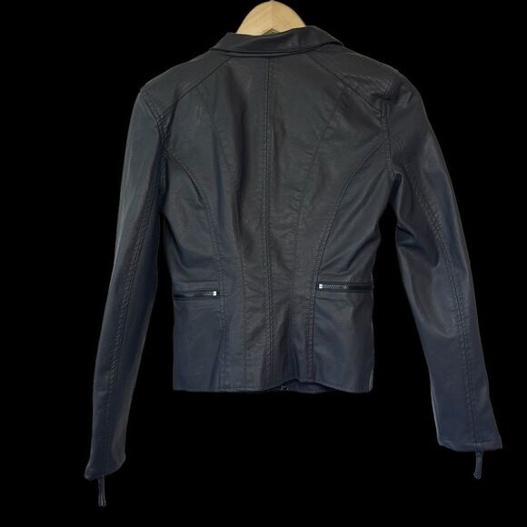 Blank NYC Deep Grey Vegan Leather Moto Style Zip Detail Jacket Sz XS - Picture 6 of 10